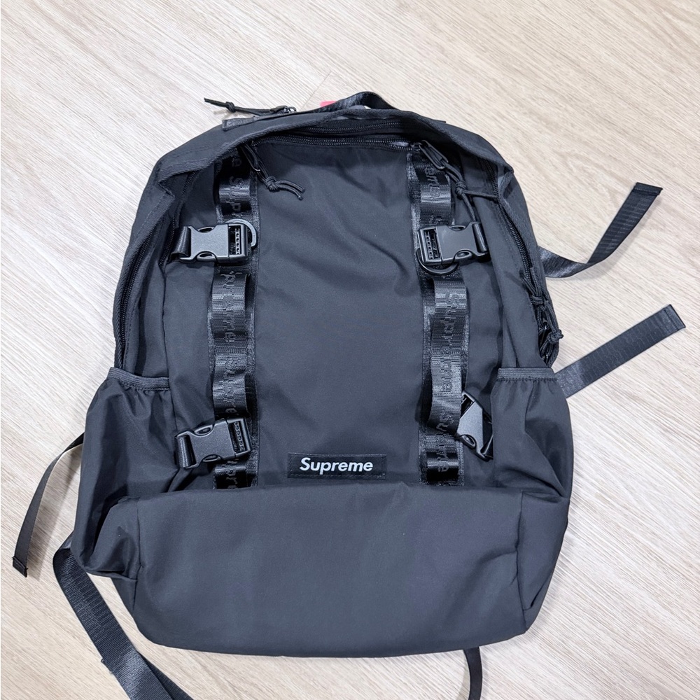 Supreme Black Utility Backpack with Buckle Straps